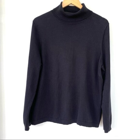 Talbots black jersey knit turtleneck sweater in a cotton  blend - Picture 1 of 7